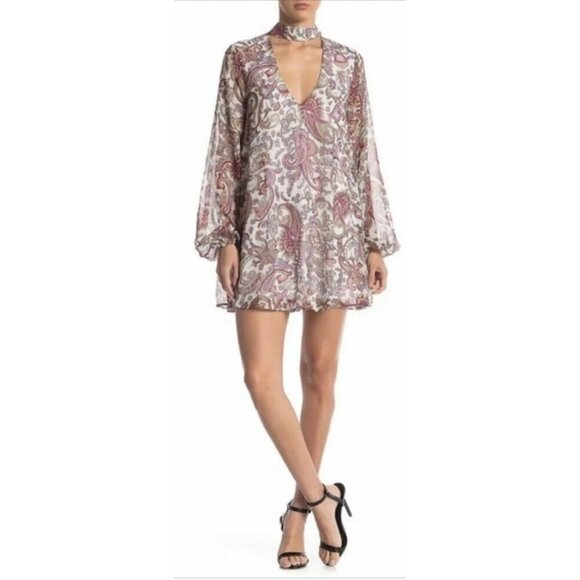 Show Me Your MuMu Dress M Medium Josephine Presley Paisley Bell Sleeve M - Picture 1 of 7